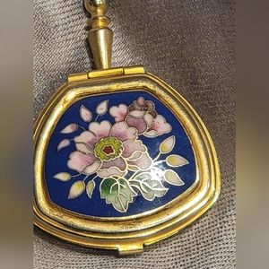 Cloisonne Enamel &  Goldtone Floral Ladies Purse or Pocket Ashtray